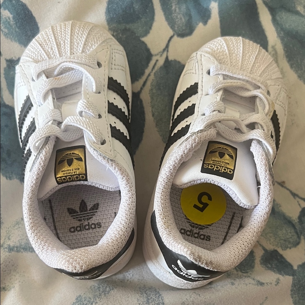 Adidas Kids White and Black Striped Sneakers
